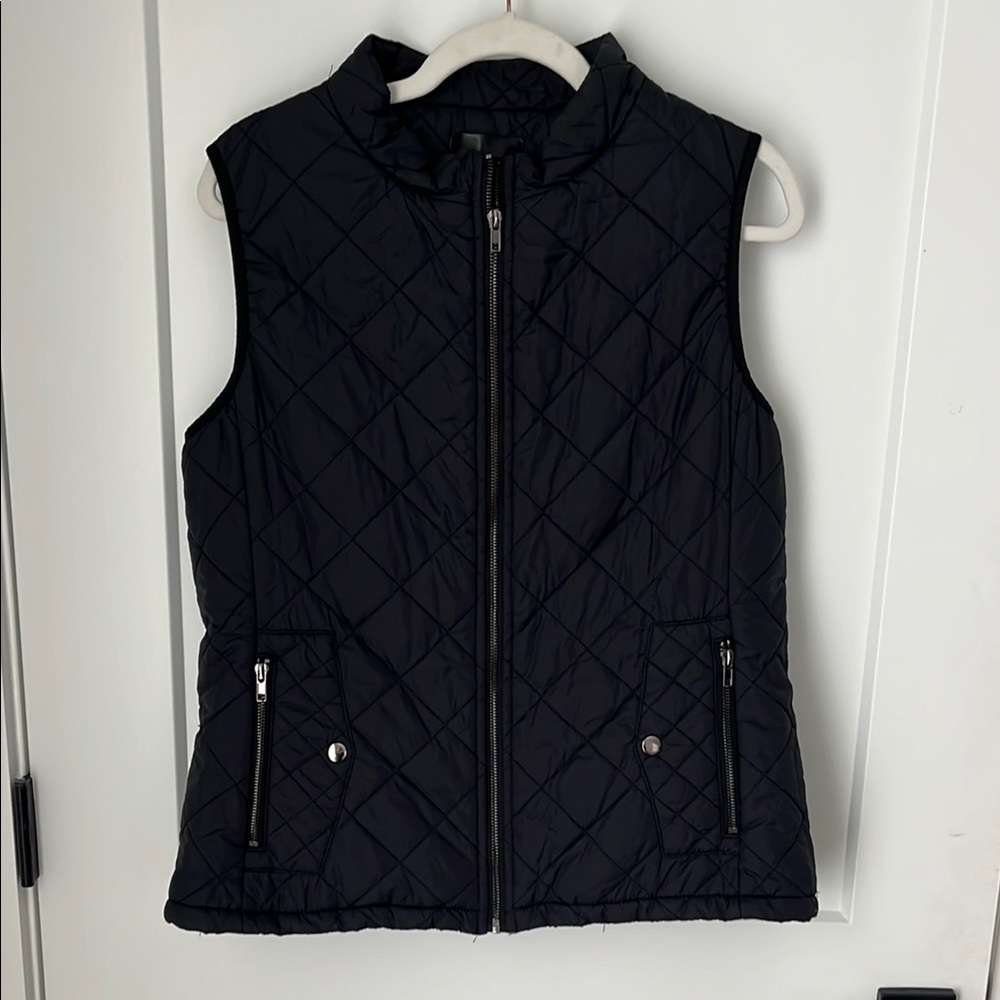 Women's Black Quilted Vest Size Large